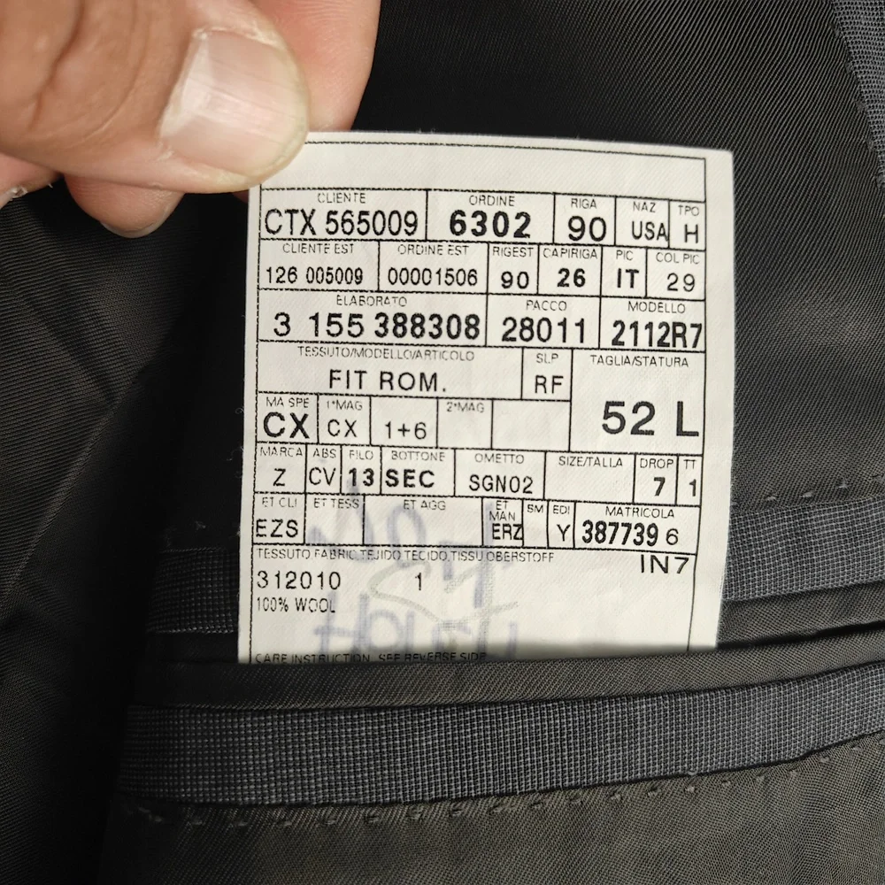 Ermenegildo‎ Zegna Jacket Mens 52 L Gray Suit Fit Rom Wool Notched Lapel 2Button